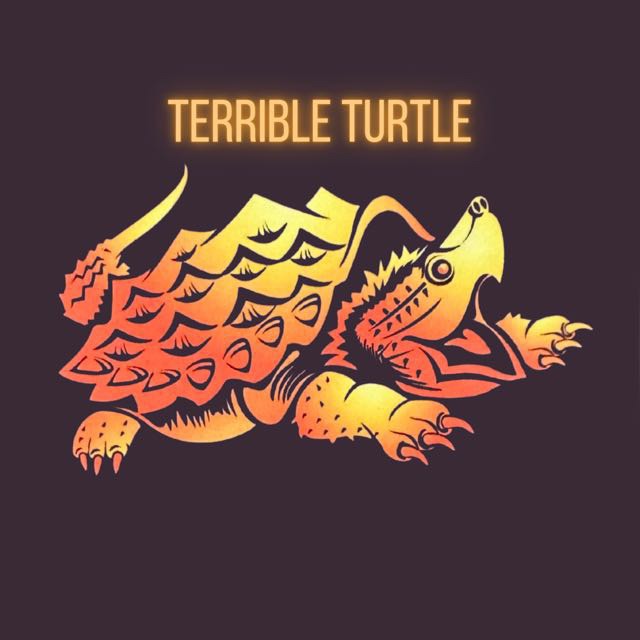 Terrible Turtle art — the snapping turtle fire look, Shaka's original
